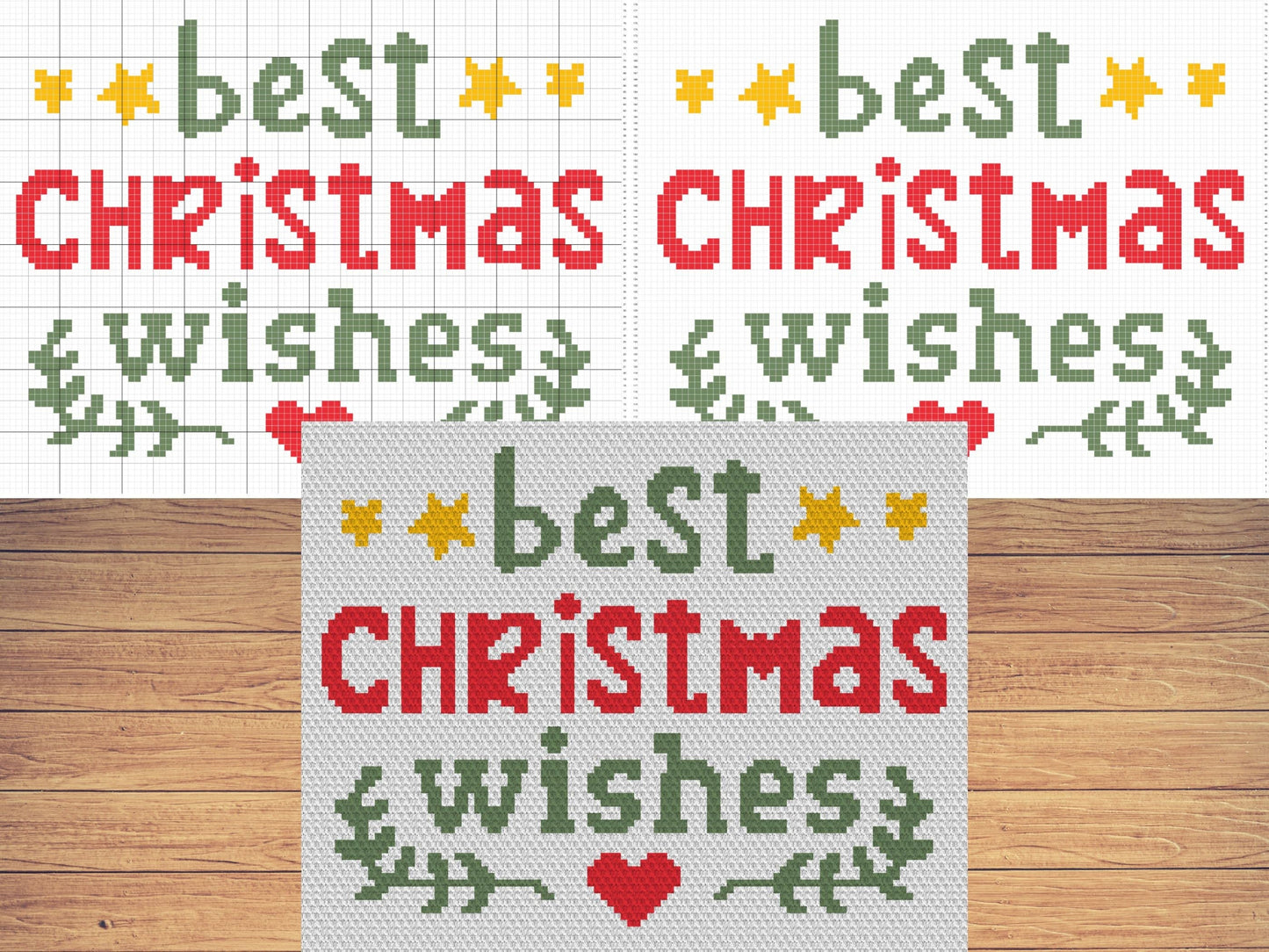 Best Christmas Wishes Graph and Pattern C2C & Tapestry Crochet - Christmas C2C Graphgan Winter Blankets - C2C Christmas Family Blanket Gifts