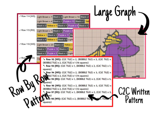 Baby Dragon Graph and Pattern C2C & Tapestry Crochet - Dragon Egg C2C Graphgan Crochet Dragon Blanket - Dragon Crochet C2C Blanket Baby Gift