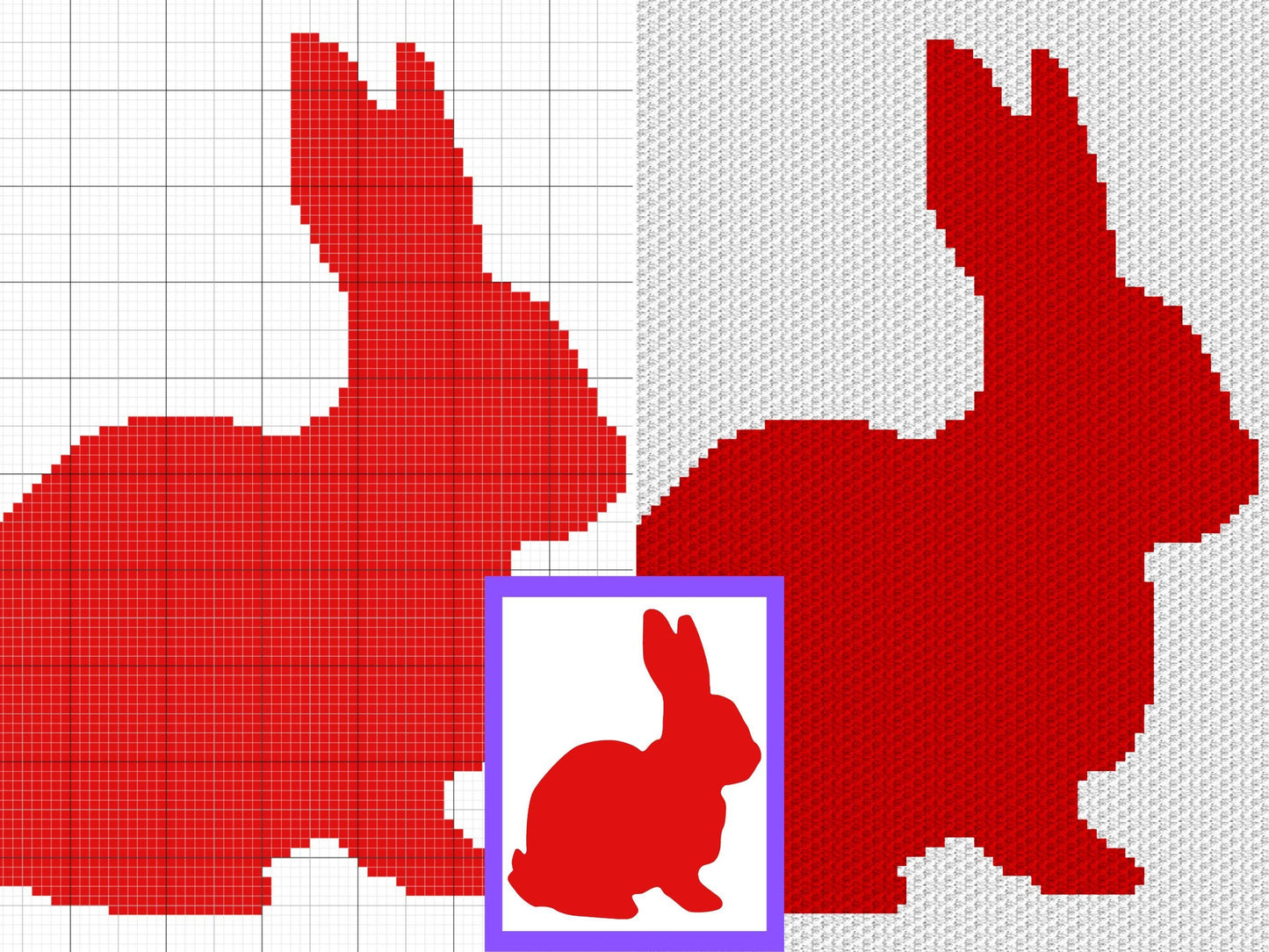 Zodiac Lucky Rabbit Silhouette Graph and Pattern C2C & Tapestry Crochet - Crochet Bunny Blankets - Chinese Rabbit Graphgan C2C Blanket Gifts