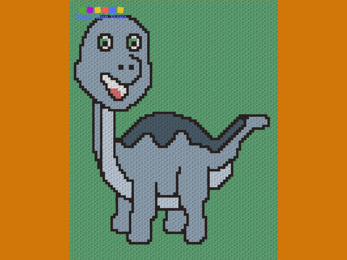 Happy Baby Dino Graph and Pattern C2C & Tapestry Crochet - C2C Baby Dinosaur Graphgan Crochet Dino Blanket - C2C Dinosaur Blanket Baby Gifts