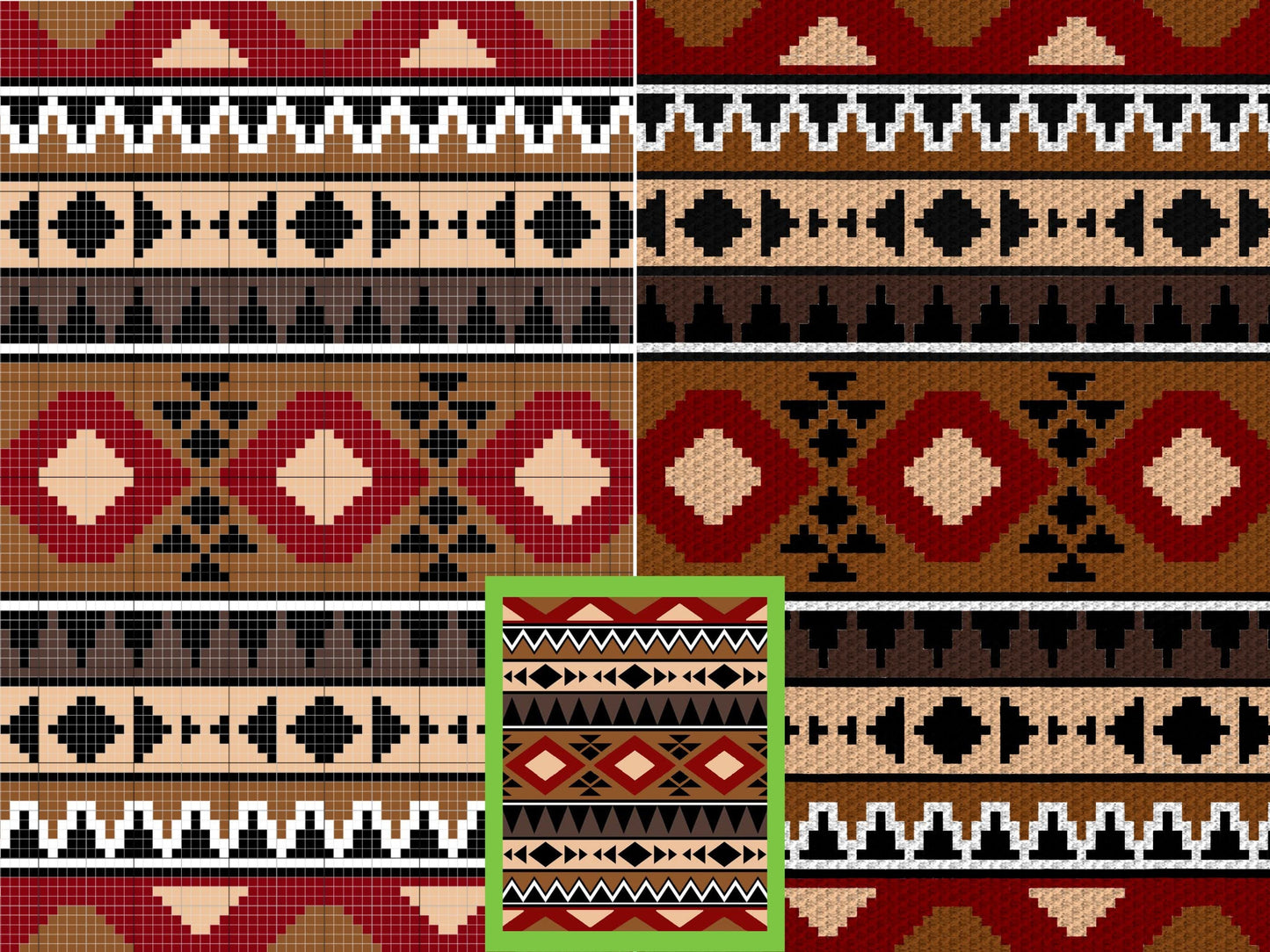 Aztec Tribal Pattern Graph and Pattern C2C & Tapestry Crochet - C2C Aztec Graphgan - Aztec Crochet Bohemian Blanket - C2C Boho Aztec Blanket