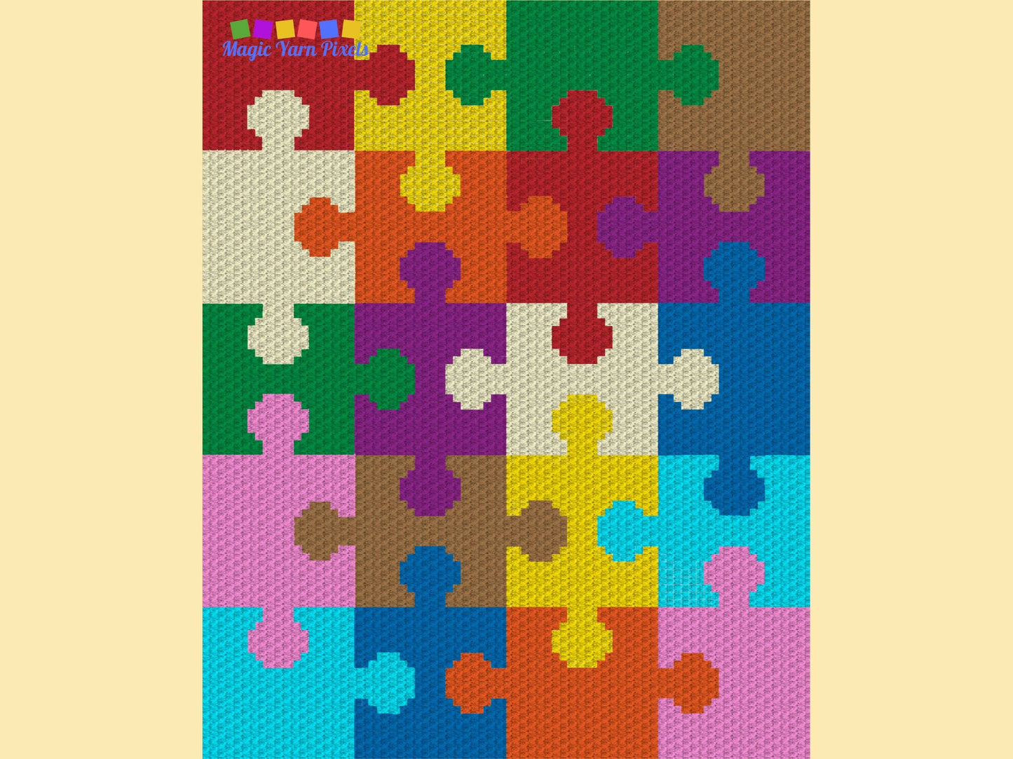 Jigsaw Puzzle Pattern Graph and Pattern C2C & Tapestry Crochet - C2C Rainbow Puzzle Graphgan - C2C Crochet Puzzle Blanket Baby Shower Gifts