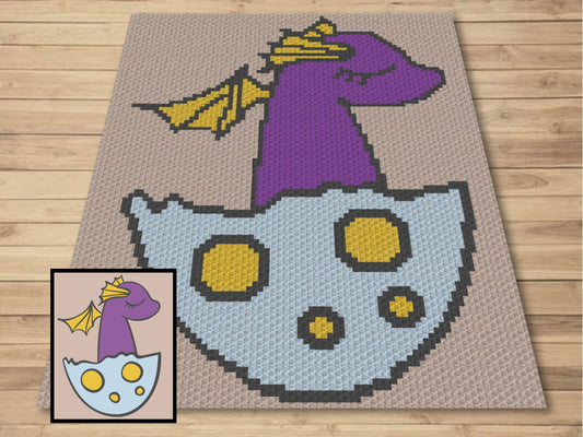 Baby Dragon Graph and Pattern C2C & Tapestry Crochet - Dragon Egg C2C Graphgan Crochet Dragon Blanket - Dragon Crochet C2C Blanket Baby Gift