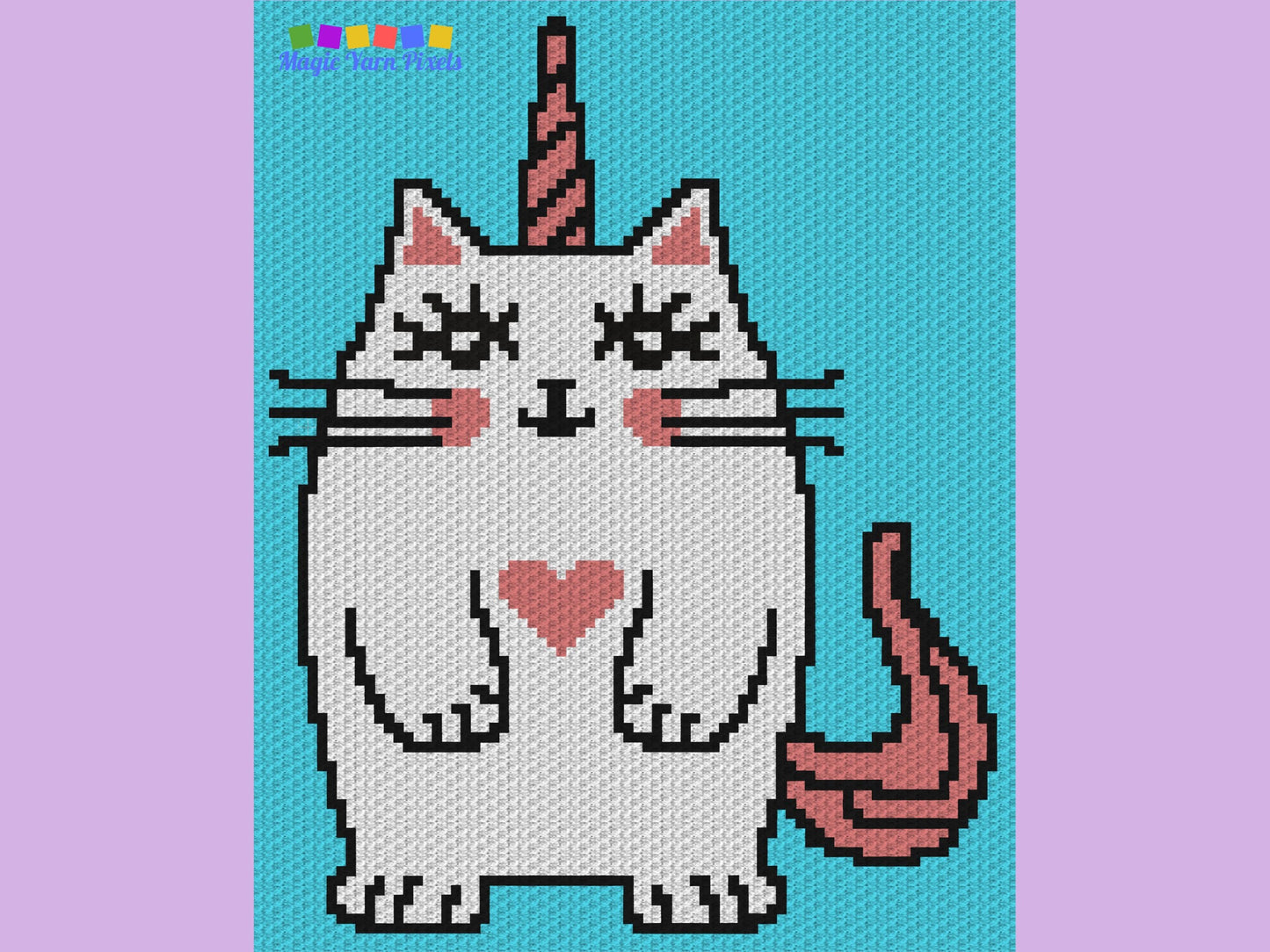 Kawaii Cat Unicorn Graph and Pattern C2C & Tapestry Crochet - Cat Graphgan - C2C Crochet Unicorn Blanket - C2C Unicorn Cat Baby Blanket Gift