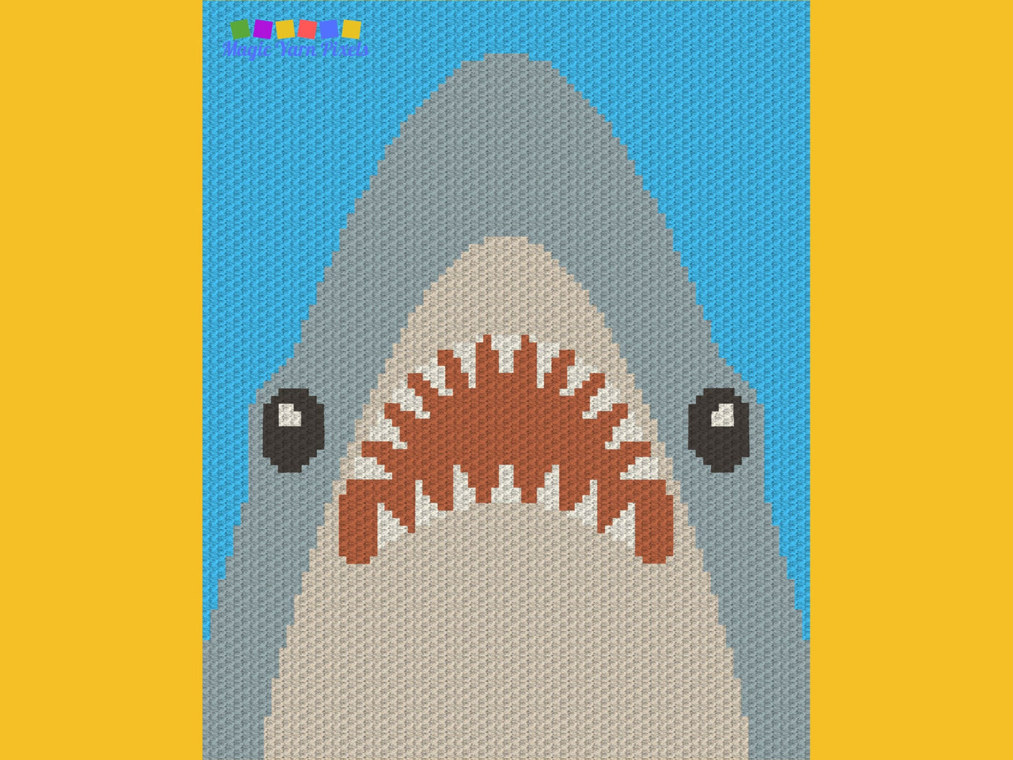 Baby Shark Head Graph and Pattern C2C & Tapestry Crochet - Sea Fish Shark Graphgan - Shark Crochet Blanket - C2C Shark Blanket Gifts Baby