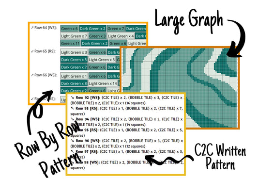 Abstract Marble Print Graph + Written Pattern For C2C & Tapestry Crochet - Waves Art Print C2C Crochet Pattern - Abstract Print Baby Blanket