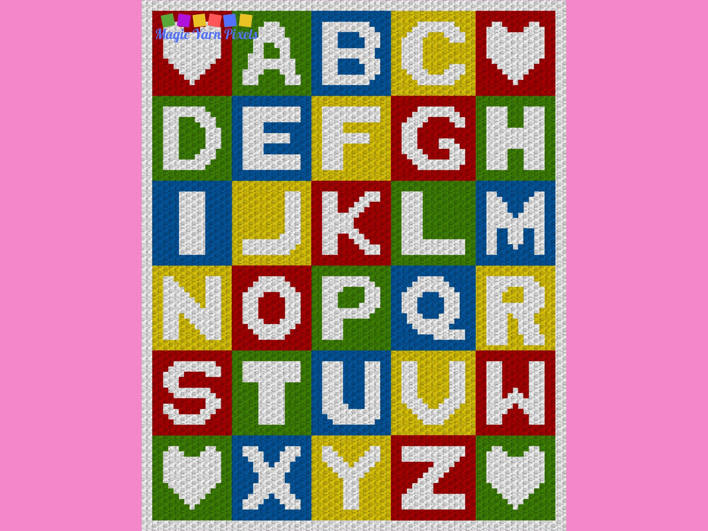 Alphabet Blocks Graph and Pattern C2C & Tapestry Crochet - C2C Crochet Alphabet Graphgan - C2C Alphabet Blanket Baby Shower Educational Baby