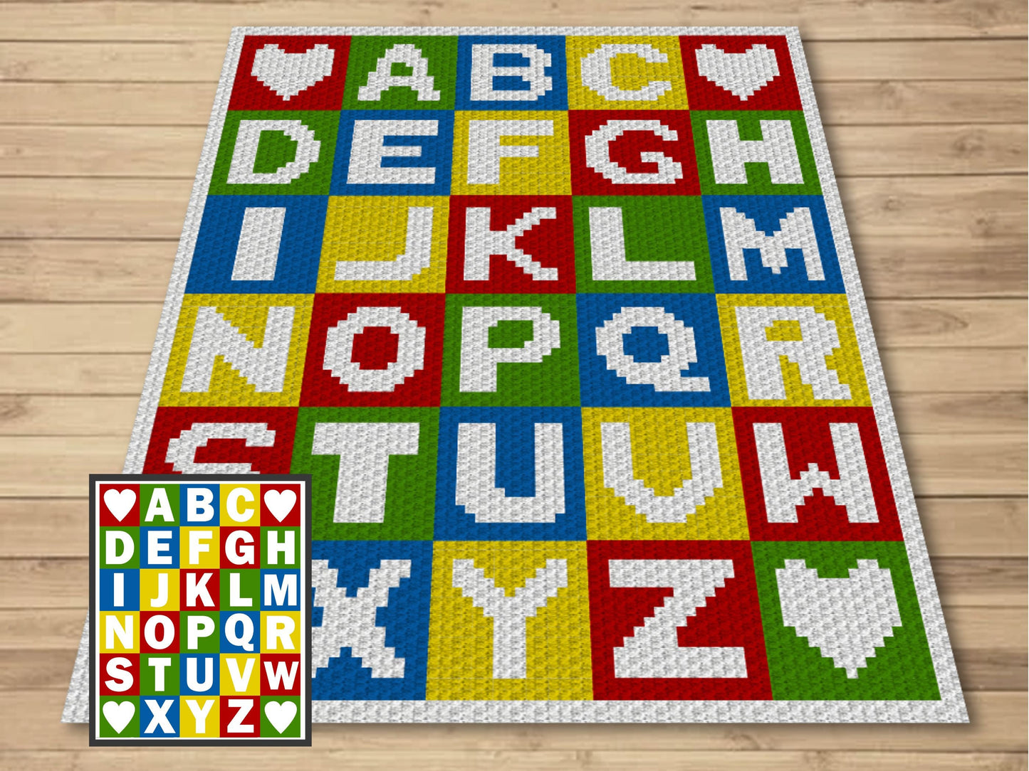 Alphabet Blocks Graph and Pattern C2C & Tapestry Crochet - C2C Crochet Alphabet Graphgan - C2C Alphabet Blanket Baby Shower Educational Baby
