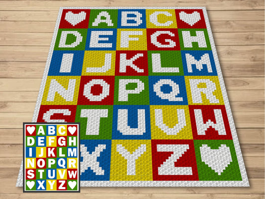 Alphabet Blocks Graph and Pattern C2C & Tapestry Crochet - C2C Crochet Alphabet Graphgan - C2C Alphabet Blanket Baby Shower Educational Baby