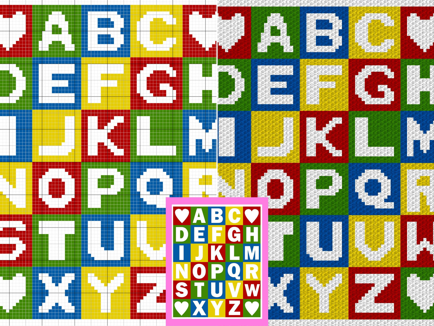 Alphabet Blocks Graph and Pattern C2C & Tapestry Crochet - C2C Crochet Alphabet Graphgan - C2C Alphabet Blanket Baby Shower Educational Baby