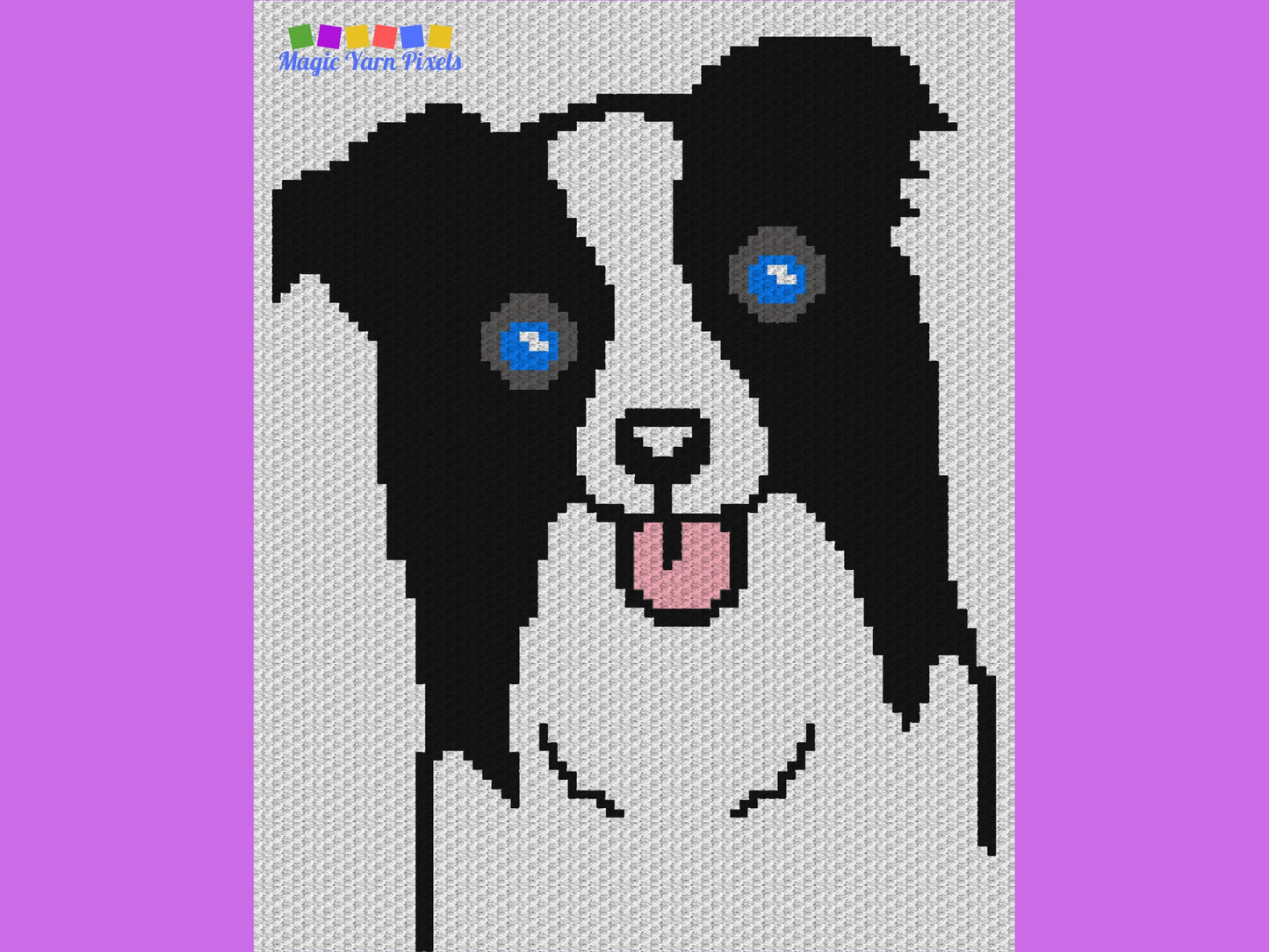 Border Collie Graph + Written Pattern For C2C & Tapestry Crochet - Crochet Border Collie C2C Graphs - Dog Crochet Blankets - C2C Dog Afghans