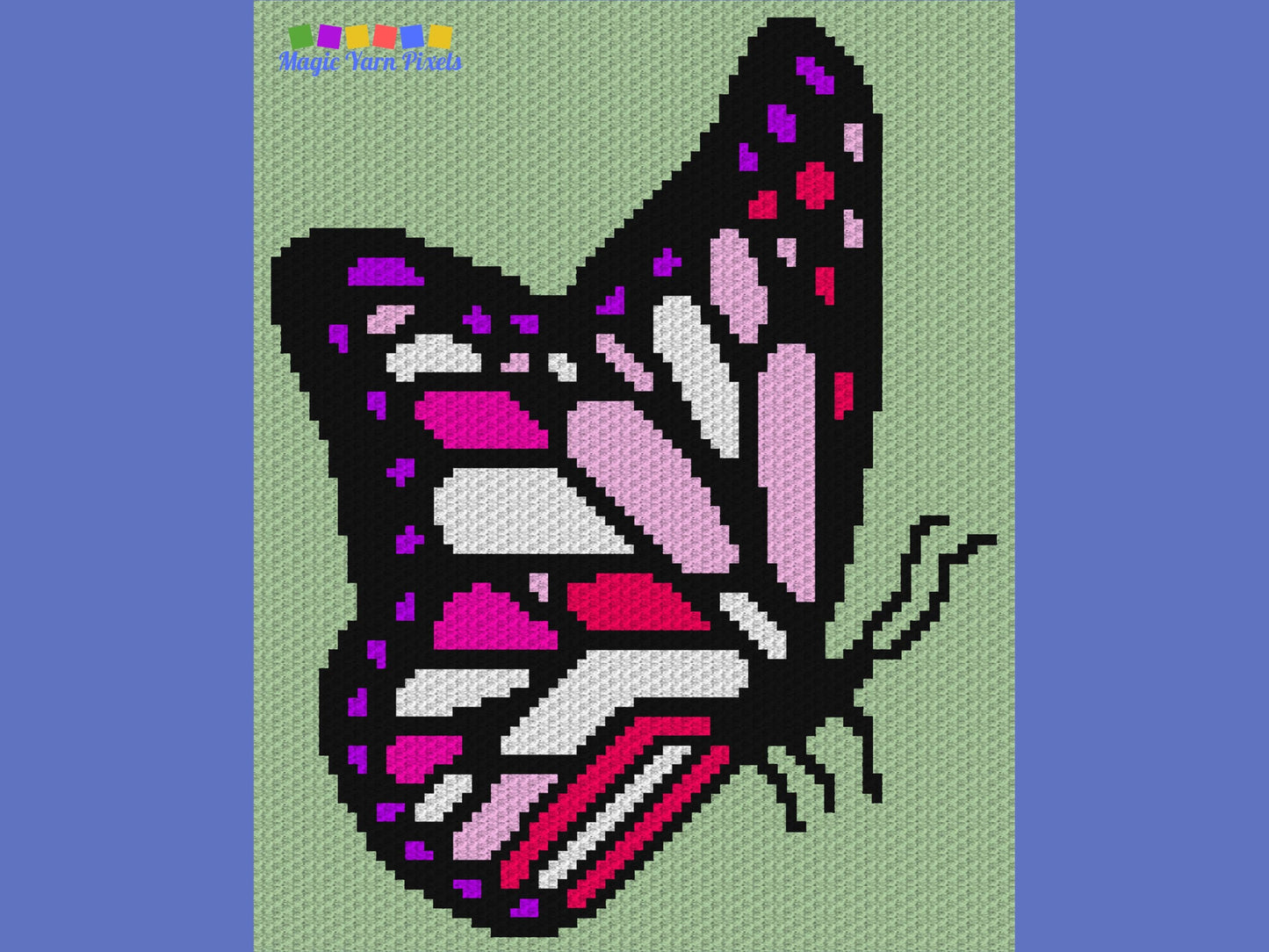 Colorful Butterfly Graph and Pattern C2C & Tapestry Crochet - Crochet Butterfly Graphgan - Crochet Summer Blanket  - C2C Butterfly Baby Gift