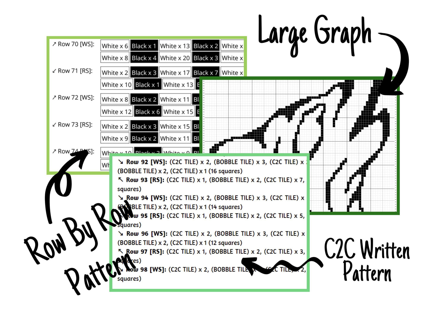 Howling Wolf Outline Graph and Pattern C2C & Tapestry Crochet - Wolf Face Graphgan - Crochet Wolf Blanket - Wolf Afghan C2C Crochet Blankets
