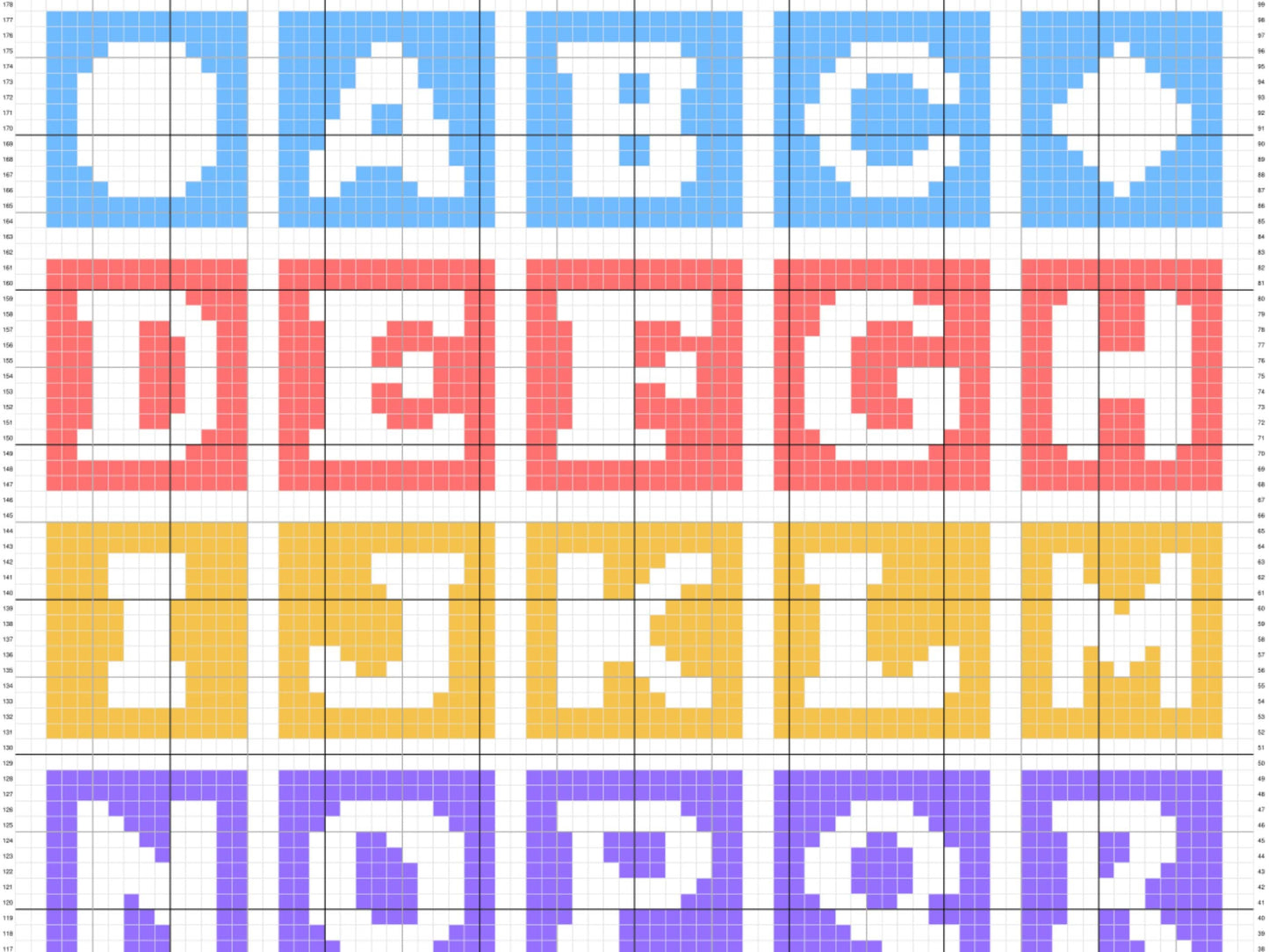Baby Alphabet Mosaic Graph and Pattern C2C & Tapestry Crochet - C2C Crochet Alphabet Graphgan - C2C Alphabet Blanket Baby Shower Educational
