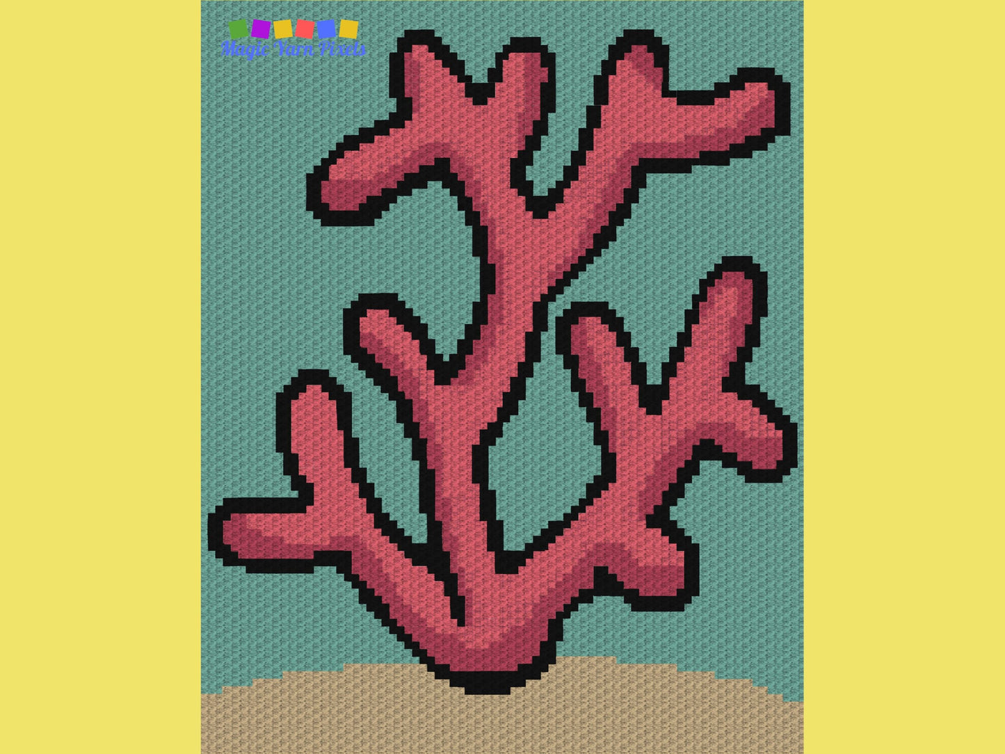 Marine Coral Graph + Written Pattern For C2C & Tapestry Crochet - Coral C2C Graphgans - Coral Crochet Blankets - Under The Sea Baby Blankets