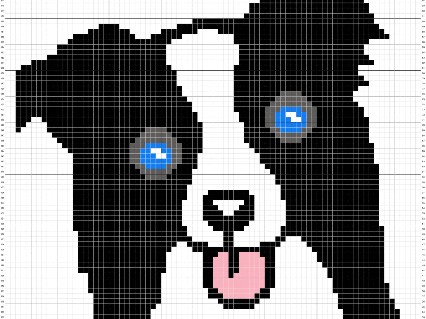 Border Collie Graph + Written Pattern For C2C & Tapestry Crochet - Crochet Border Collie C2C Graphs - Dog Crochet Blankets - C2C Dog Afghans