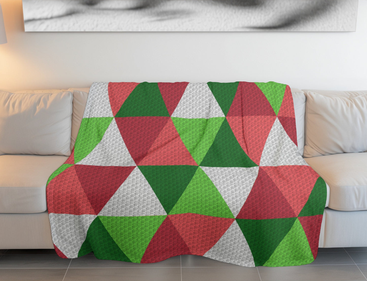 Crochet Triangle Blanket Written C2C & Tapestry Pattern + Crochet Chart | C2C Christmas Afghan, Geometric Crochet Blanket, Baby Shower Gift