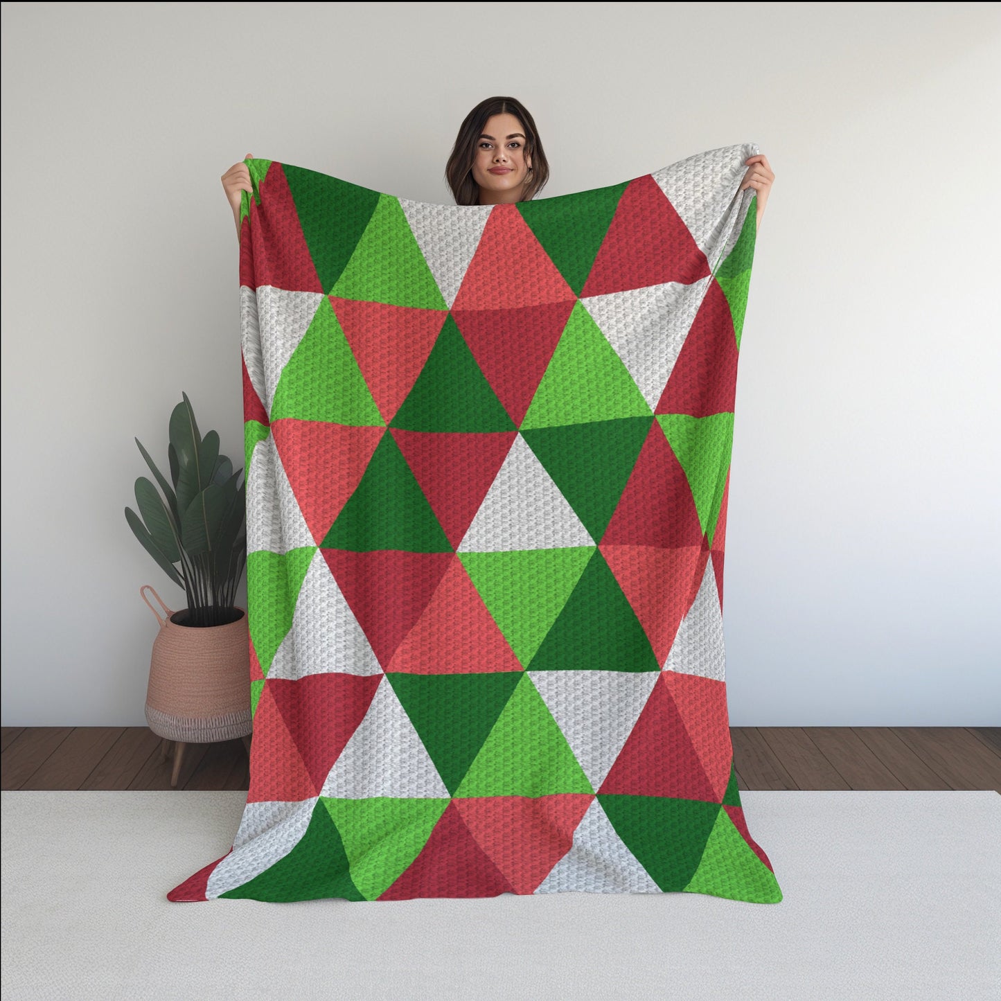 Crochet Triangle Blanket Written C2C & Tapestry Pattern + Crochet Chart | C2C Christmas Afghan, Geometric Crochet Blanket, Baby Shower Gift