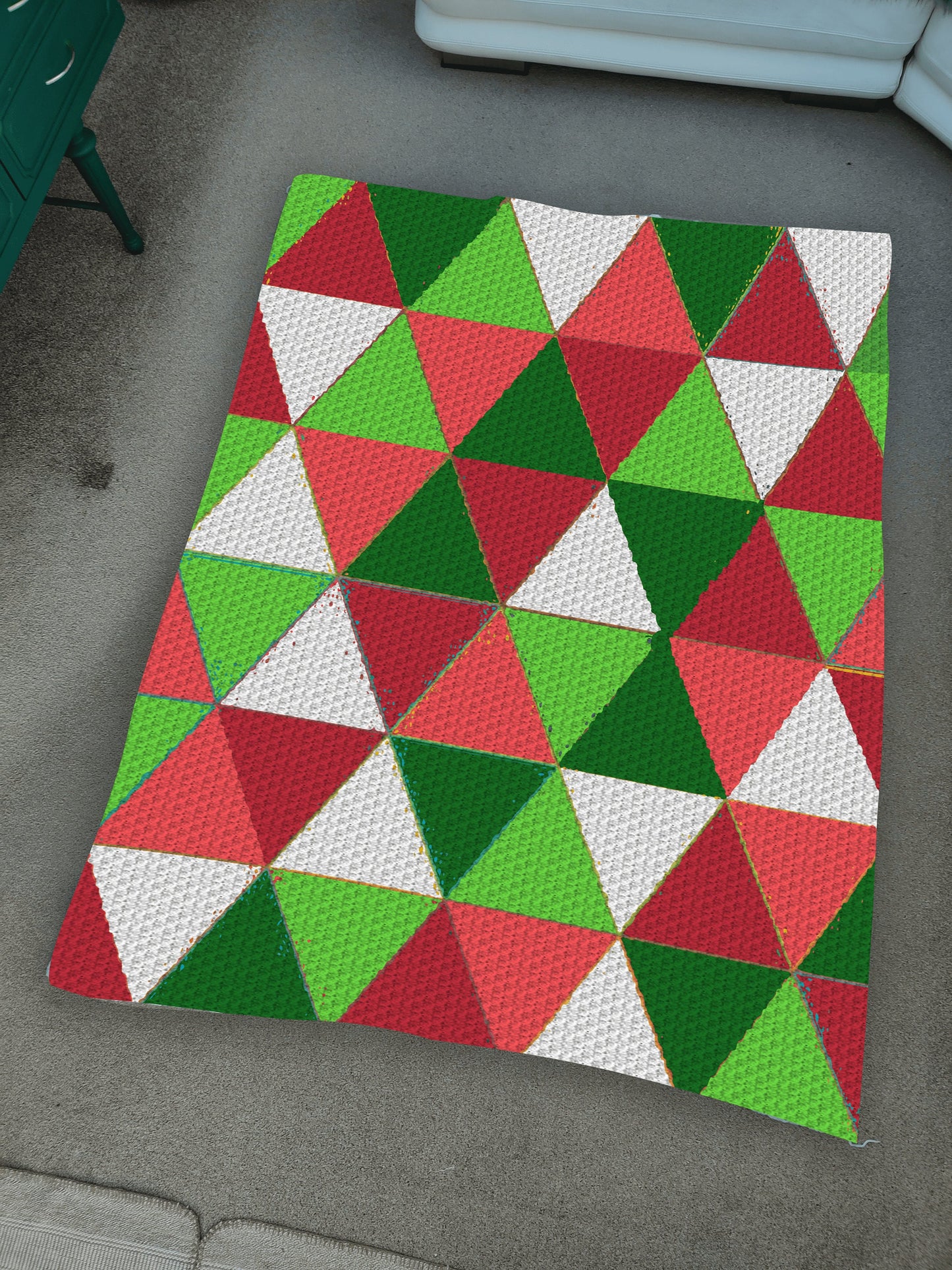 Crochet Triangle Blanket Written C2C & Tapestry Pattern + Crochet Chart | C2C Christmas Afghan, Geometric Crochet Blanket, Baby Shower Gift