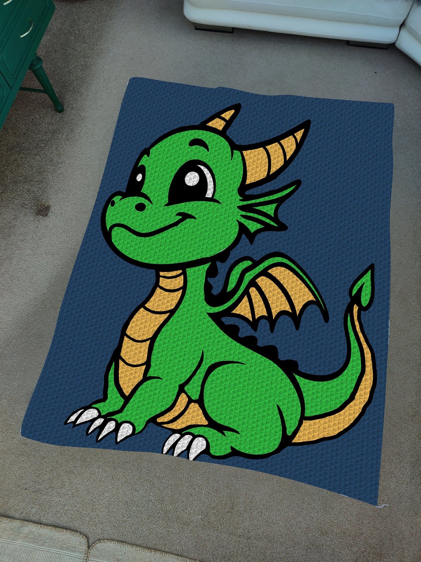 Cute Baby Dragon Graph + Written Pattern For C2C & Tapestry Crochet - C2C Dragon Graph - Crochet Dragon Blanket - Crochet Baby Dragon Afghan