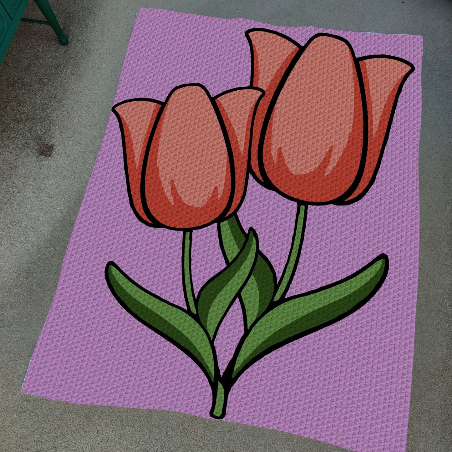 Tulip Bouquet Graph and Pattern C2C & Tapestry Crochet - C2C Flower Throw - Crochet Tulip Blanket, C2C Tulip Flower Crochet Blanket Graphgan