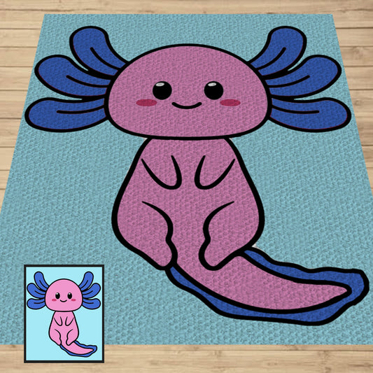 Baby Axolotl Graph & Pattern C2C and Tapestry Crochet | Crochet Axolotl Blanket C2C Axolotl Afghan Axolotl Baby Blanket Baby Gifts Birthday