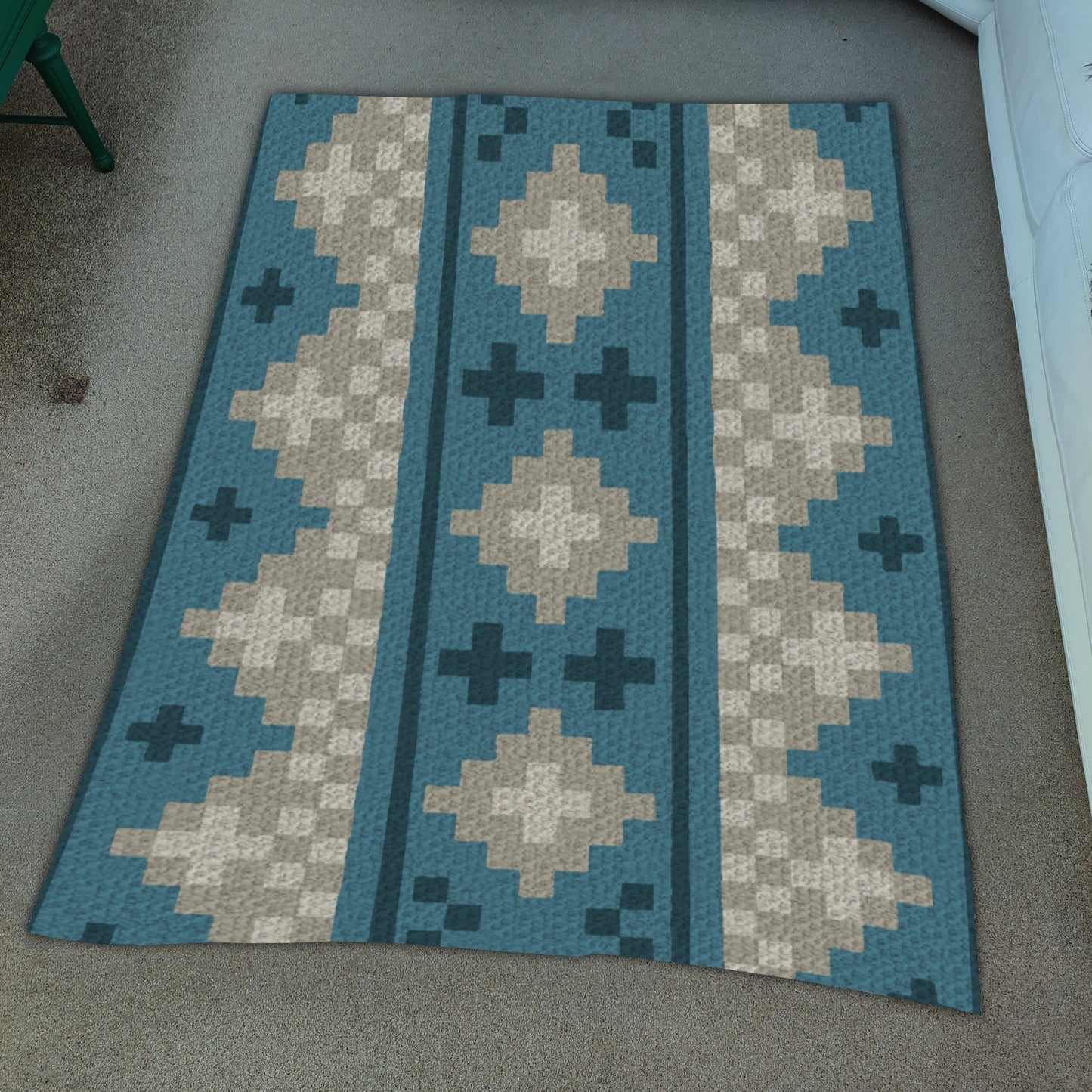 Folk Art Geometric Print Graph + Pattern C2C & Tapestry Crochet | Geometric Blanket C2C Folk Art Blanket C2C Geometric Afghan Vintage Print