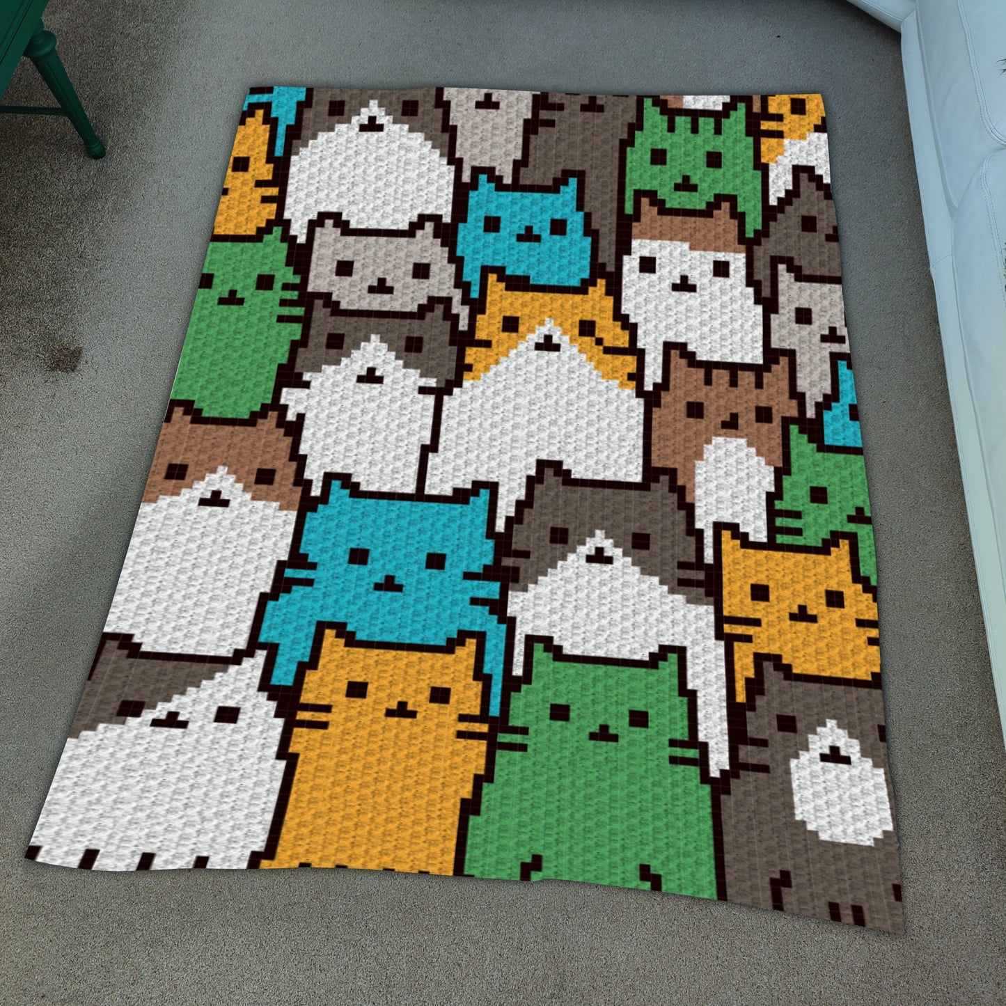 Crowded Cats Graph + Pattern C2C and Tapestry Crochet | Crochet Cat Blanket Cat Lady Crochet Afghan Cat Mama Gifts C2C Blanket Fur Baby Cats