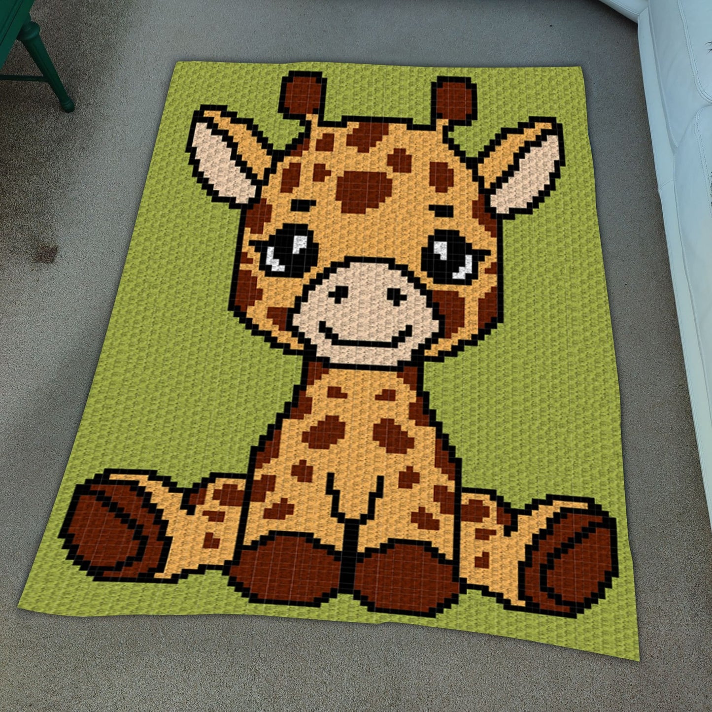 Safari Baby Giraffe Graph + Written Pattern For C2C & Tapestry Crochet, Giraffe C2C Afghans, C2C Safari Nursery Crochet Giraffe Baby Blanket