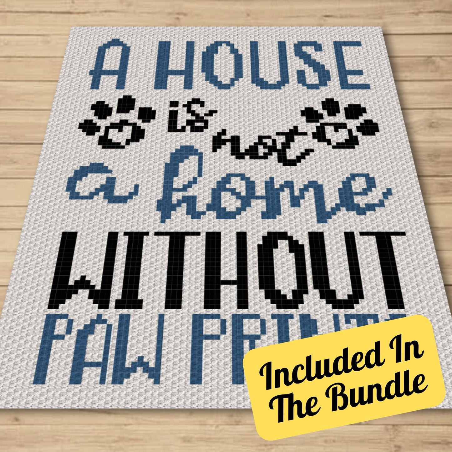 Bundle Of 4 C2C Dog Quotes Crochet Blankets (Written Patterns & Graphs) | Dog Mama Gift, Blanket For Pet Owner Pattern, Crochet Dog Blanket