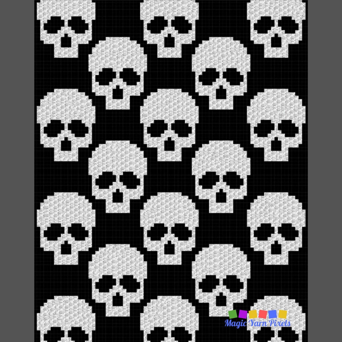 Seamless Halloween Skull Afghan Pattern + Graph for C2C & Tapestry Crochet | C2C Crochet Skull Blanket Spooky Crochet Birthday Gift Present