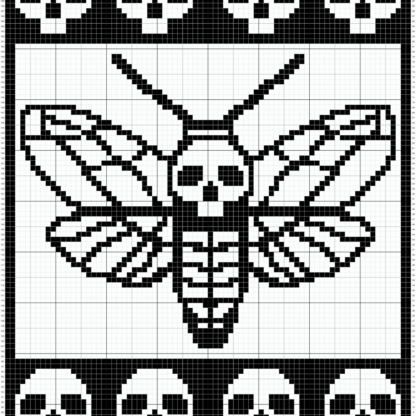 Metamorphosis C2C Crochet Deaths Head Moth Pattern Graph + Written Pattern for C2C & Tapestry Crochet | C2C Skull Moth Blanket C2C Afghan