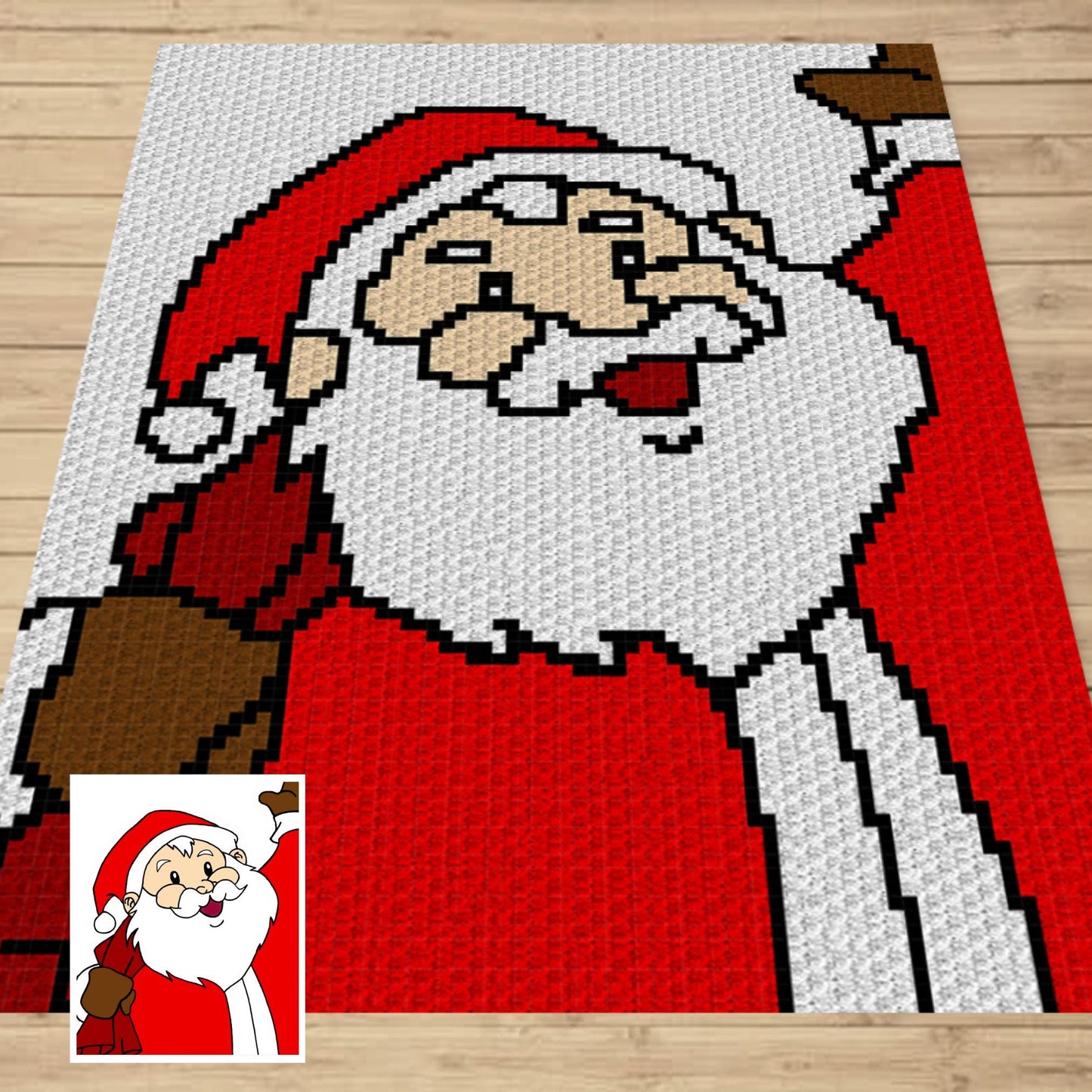 Christmas Santa Portrait Graph + Pattern Tapestry & C2C Crochet Christmas Santa Baby Blanket Patterns - C2C Crochet Santa Afghans Xmas Gifts