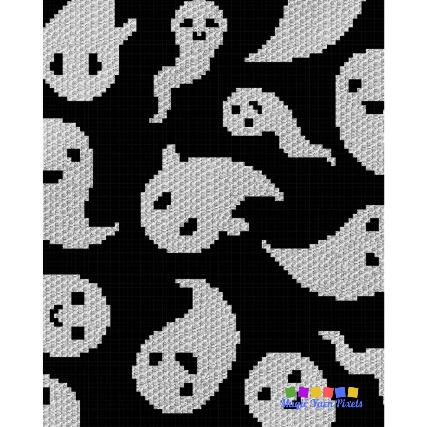 Halloween Ghosts Graph + Written Pattern For C2C & Tapestry Crochet - Crochet Ghost Pattern - Halloween Ghosts C2C Crochet Blanket Baby Gift