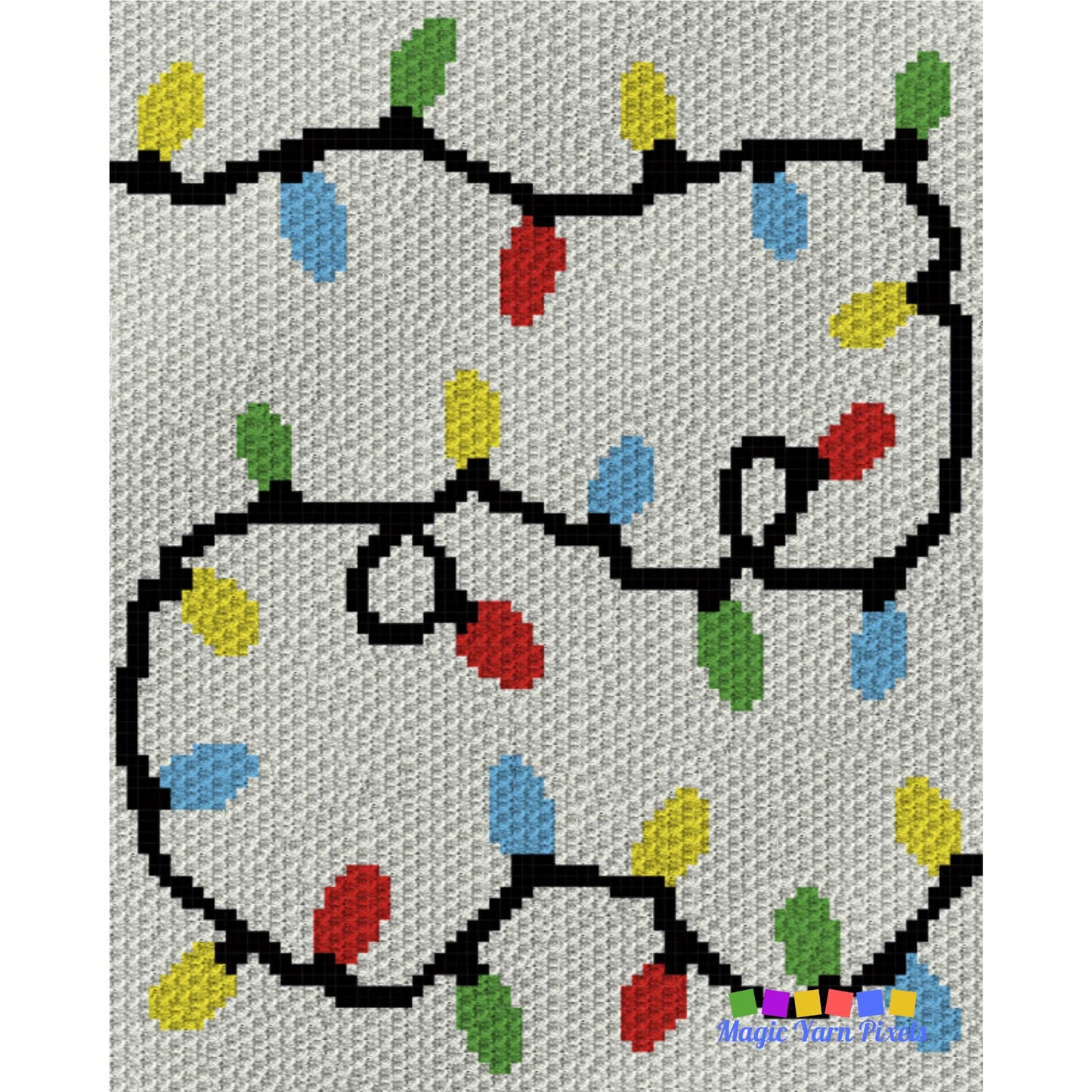 Christmas Lights Crochet Pattern + Graph C2C & Tapestry Crochet | Christmas Blanket Pattern C2C Throw Xmas Afghan Baby Shower Gift Birthday