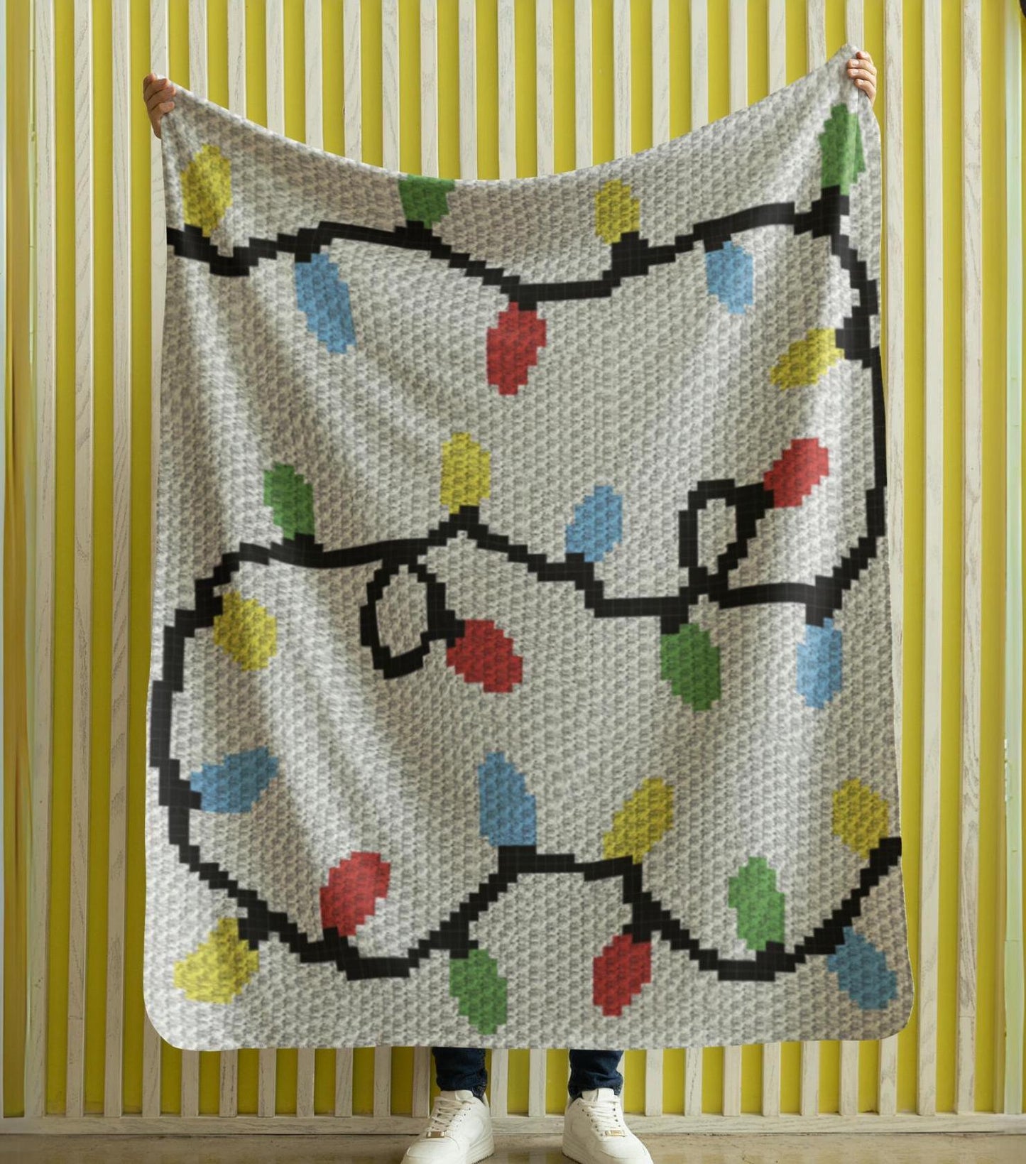 Christmas Lights Crochet Pattern + Graph C2C & Tapestry Crochet | Christmas Blanket Pattern C2C Throw Xmas Afghan Baby Shower Gift Birthday