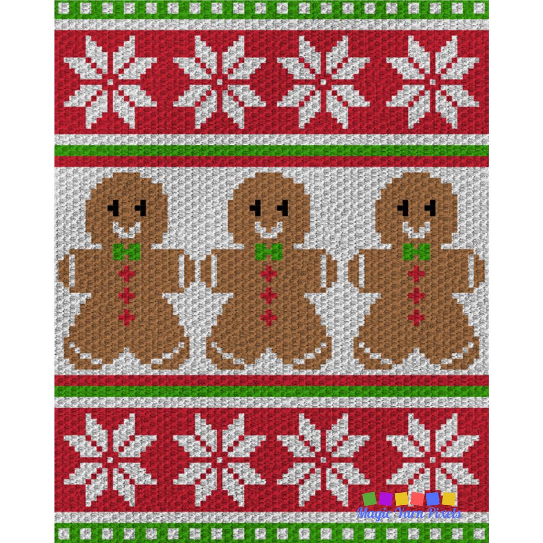 Christmas Wishes Crochet Graph + Written Pattern For C2C & Tapestry Crochet - Christmas Gingerbread Blanket - Christmas Baby Blanket Pattern