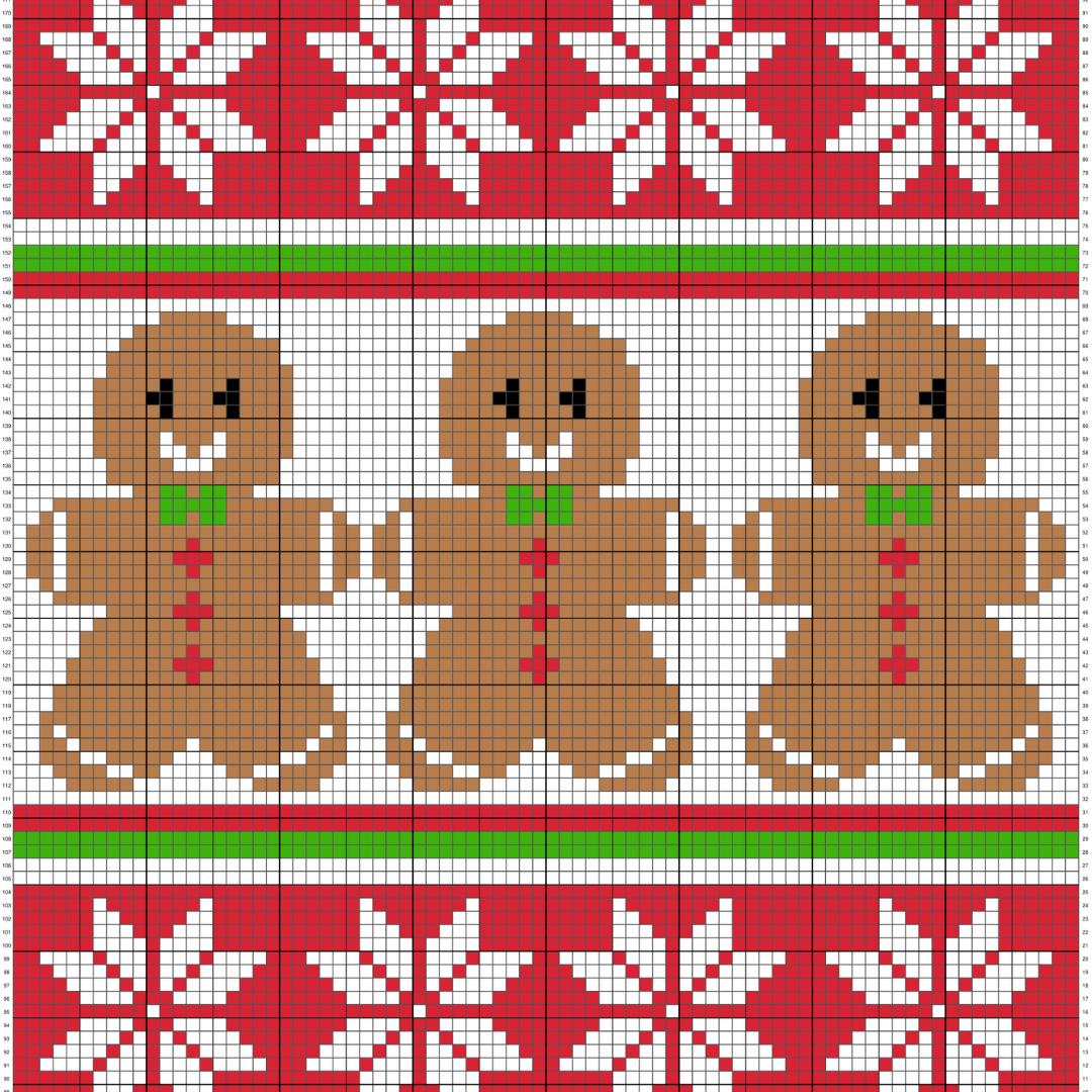 Christmas Wishes Crochet Graph + Written Pattern For C2C & Tapestry Crochet - Christmas Gingerbread Blanket - Christmas Baby Blanket Pattern