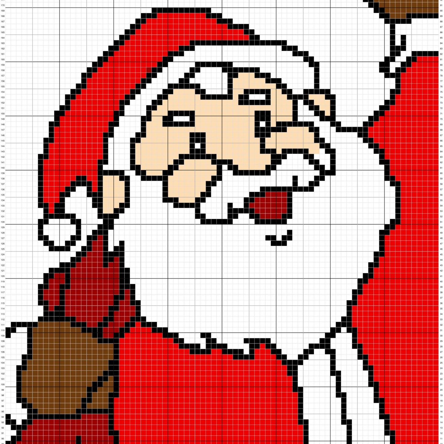 Christmas Santa Portrait Graph + Pattern Tapestry & C2C Crochet Christmas Santa Baby Blanket Patterns - C2C Crochet Santa Afghans Xmas Gifts