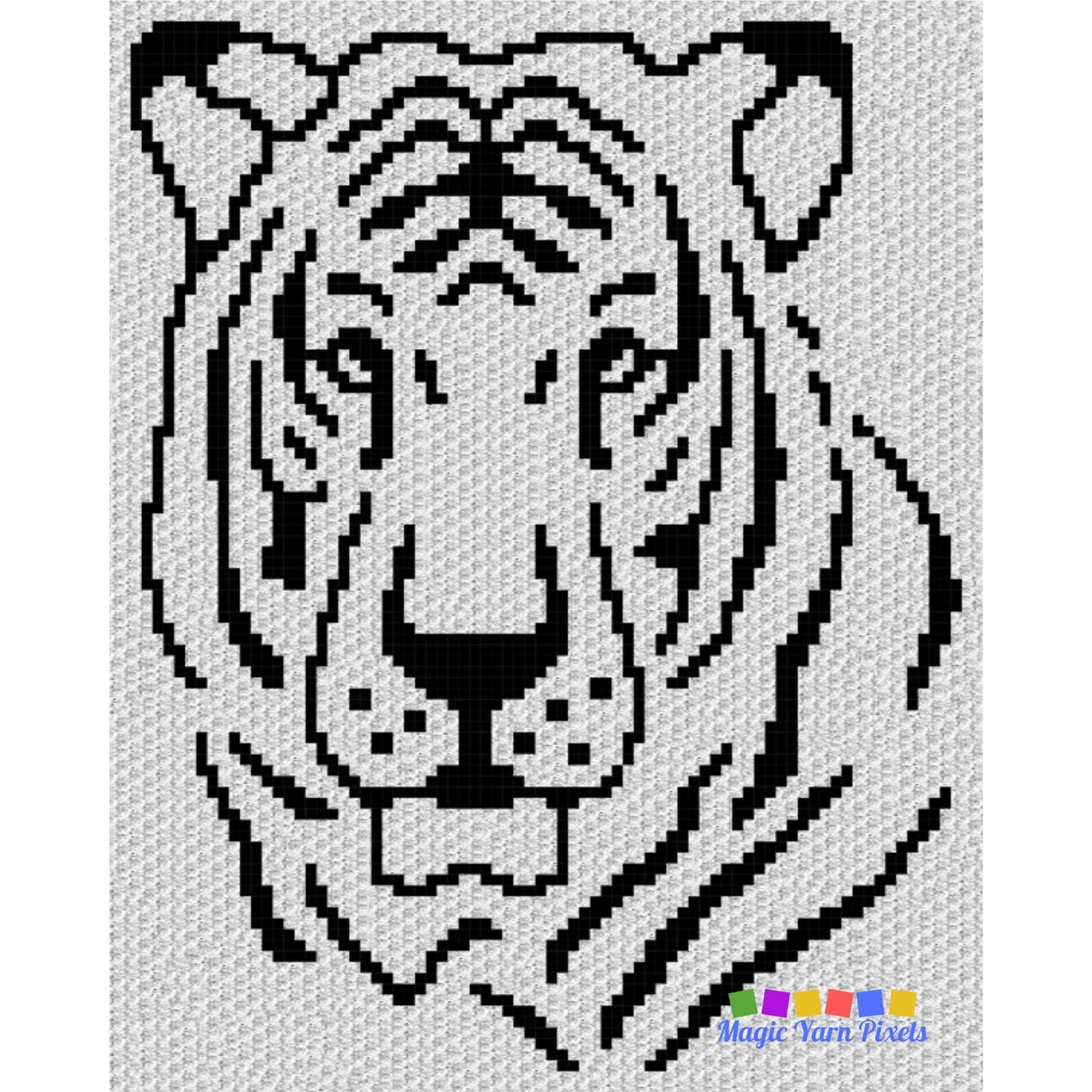 Jungle Tiger Head Outline Graph and Pattern C2C & Tapestry Crochet - Tiger Face Graphgan - Crochet Tiger Blanket - Tiger Afghan C2C Blanket