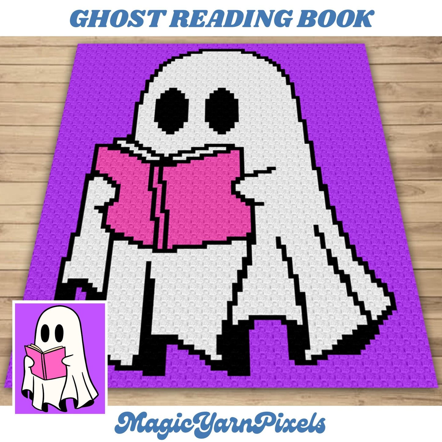 Ghost Reading Book Graph + Written Pattern For C2C & Tapestry Crochet | Crochet Halloween Pattern Book Lover Afghan School Blanket Baby Gift